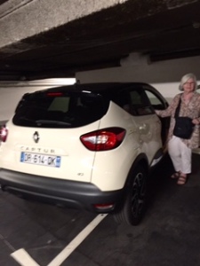 Our wonderful Renault Capture SUV deep in its underground commercial park where we kept it at night for a good deal of 10 euros.